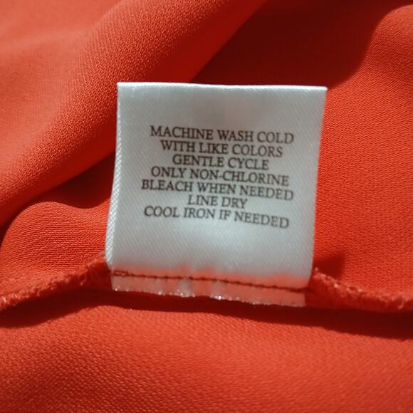 Brina & Em Small Coral Red Square-Gathered-Neck Flutter-Sleeve A Line Top - Picture 7 of 7